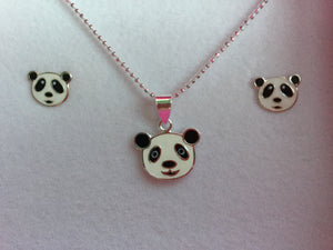 Panda necklace and earrings set