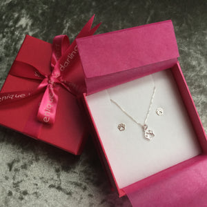 Paws necklace and earrings set
