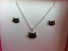Load image into Gallery viewer, Pussy-cat necklace and earrings set