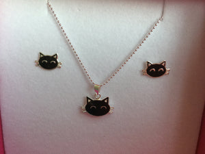 Pussy-cat necklace and earrings set